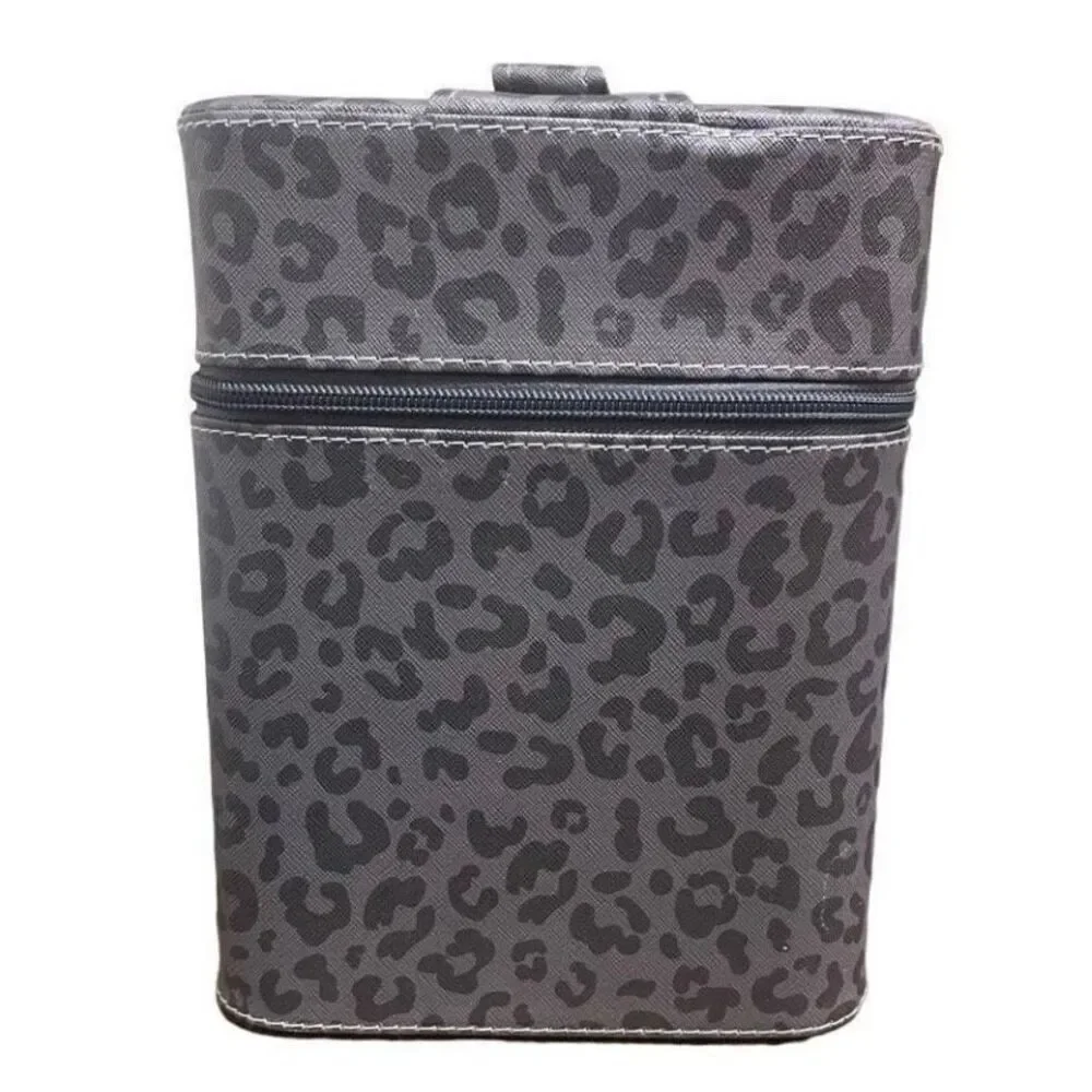 Western Aztec Print Cosmetic Case Womens Leopard Tiered Makeup Storage Brand New